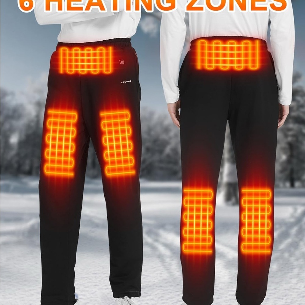 Heated Black Pants with 6 Heating Zones